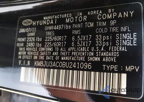2011 Hyundai Tucson Gls from USA, damaged, VIN KM8JU3AC0BU241096